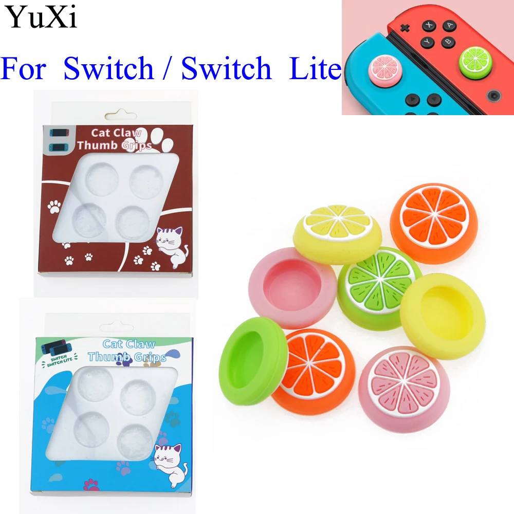 Thumbstick de silicona para Nintendo Switch, cubierta de Joystick Con tapa de agarre de fruta fresca, controlador Joy-Con, NS Lite