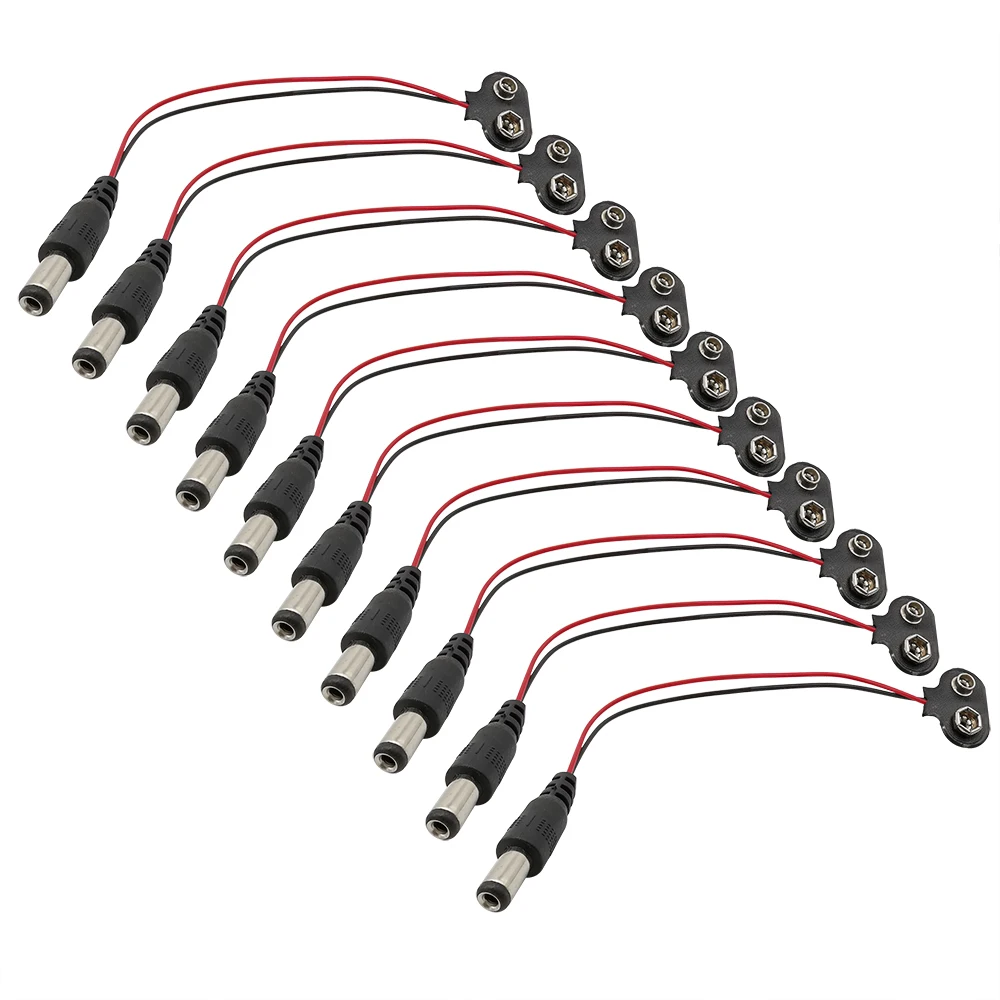 5/10 Uds T tipo 9V DC conector a presión de batería Clip Cable de alimentación enchufe barril Jack 15cm para Arduino DIY - imagen 3