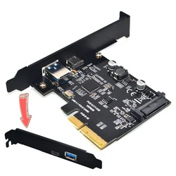 Tarjeta Expansión PCIe Adaptador a USB-C 3.1 Gen2 10Gbps ASM3142