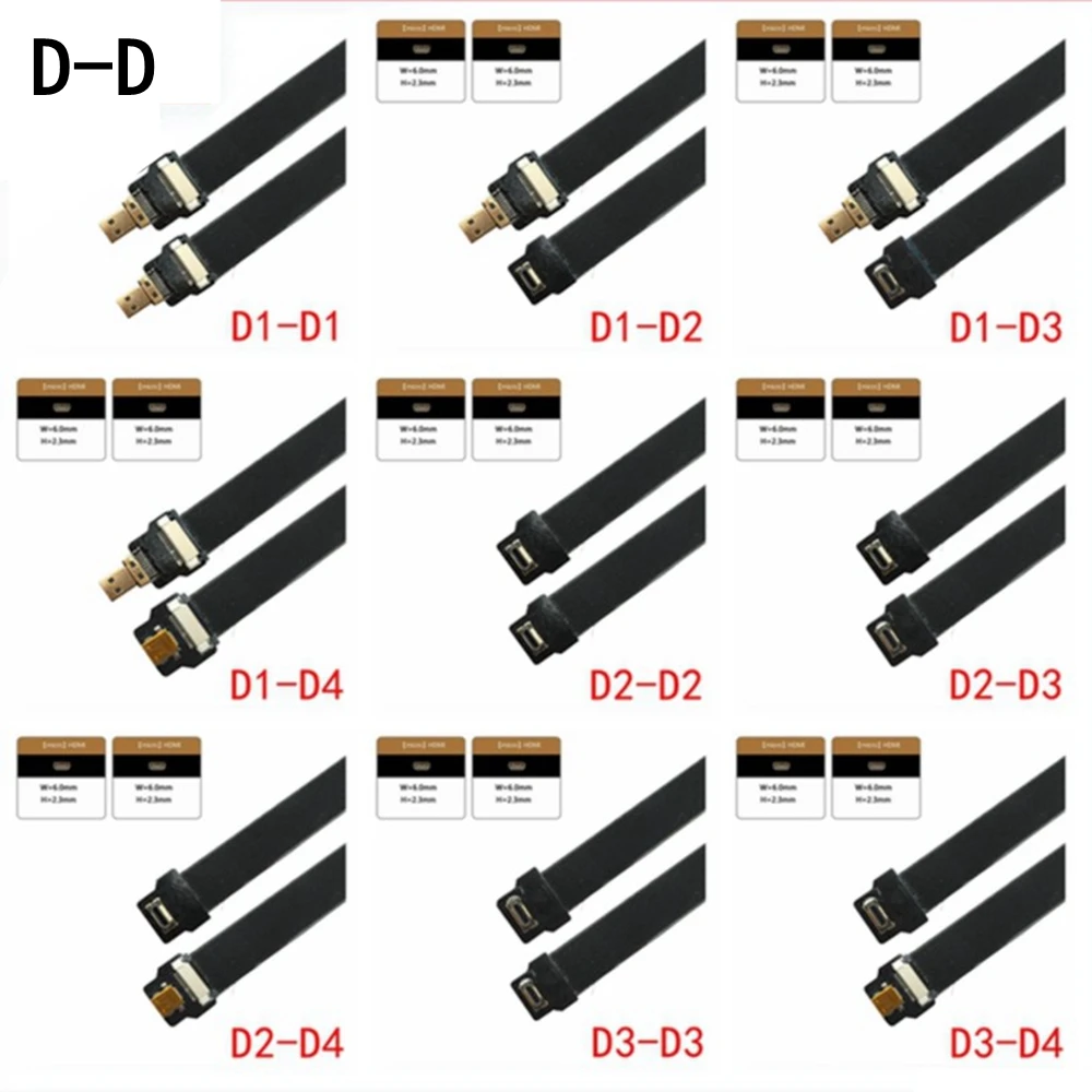 FPC Band Flache HD-kompatibel Kabel 10CM-80CM Micro HD-kompatibel Micro 90 grad Adaptador hin HDTV FPV Luft