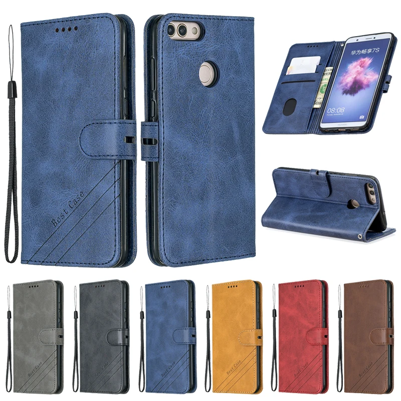 Funda inteligente Huawei P, funda con tapa de cuero para Huawei P Smart Psmart FIG-LX1, funda para teléfono, Fundas, funda tipo billetera magnética de lujo
