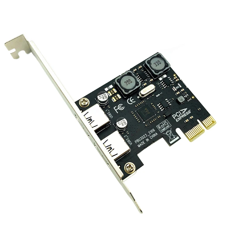 Adaptador USB 3,0 PCI Express PCI e a 2 puertos USB 3 Tarjeta adaptadora de expansión USB3 PCIe PCI-e x1 Convertidor de controlador para PC de escritorio - imagen 2