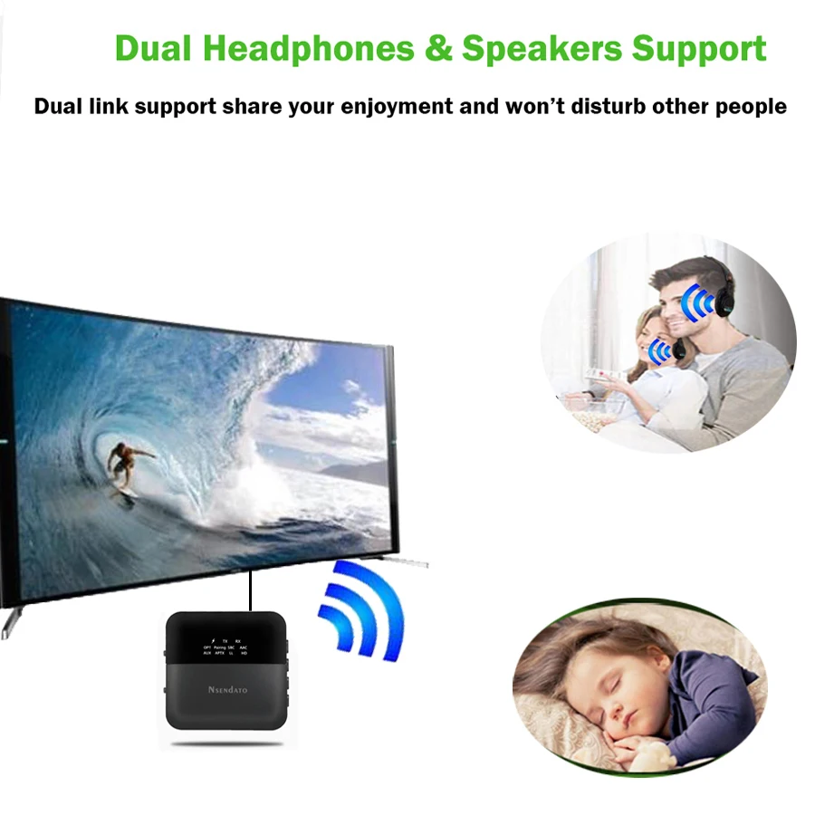 Receptor y transmisor de Audio inalámbrico HD BT5.0, adaptador automático de audio aptx de 3,5mm, CSR8675, para tv y coche, aptX HD LL de baja latencia - imagen 3