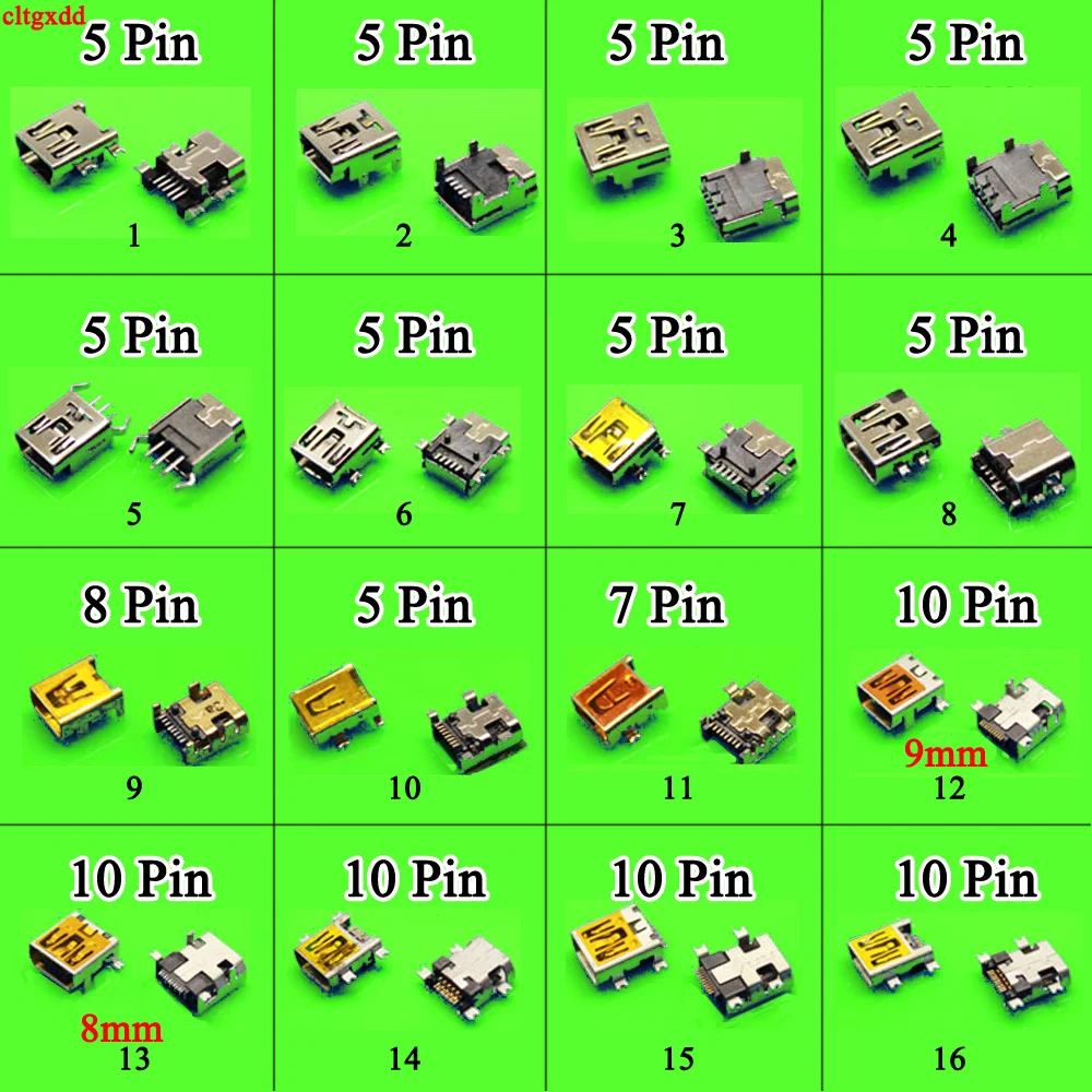DIP SMD Mini USB 5p 8p 10p conector hembra 4 pie para carga USB Philips teléfono móvil MP3 MP4 HDD 5pin 8pin 10Pin