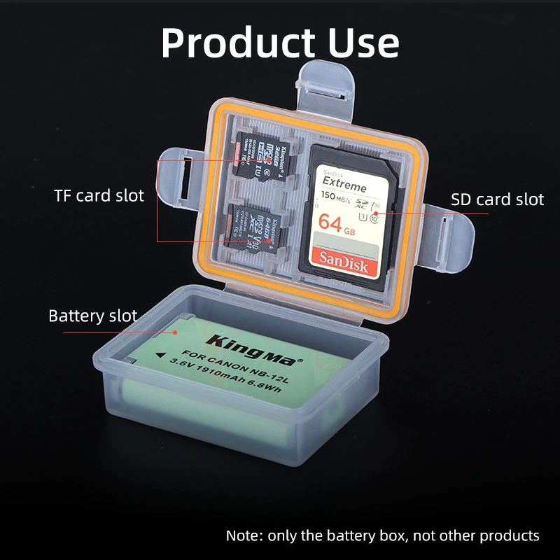 KingMa-funda de plástico para batería, caja de almacenamiento para Canon NB-12L, PowerShot G1X Mark II G1X2 N100 MINI X - imagen 3