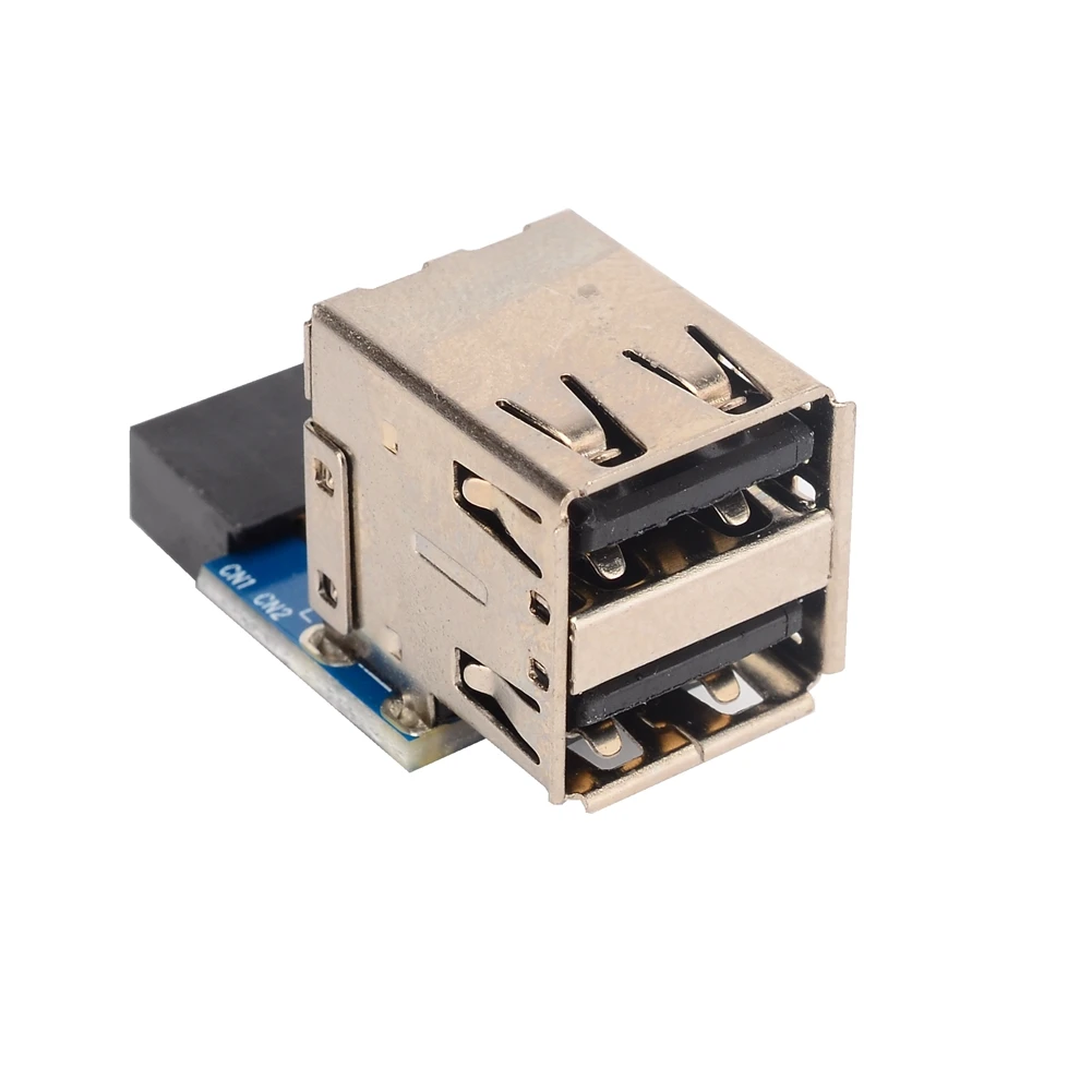 Adaptador de cabecera de placa base dual hembra USB 2.0 de 9 pines de 2 puertos - Tipo de doble capa para PC - imagen 5