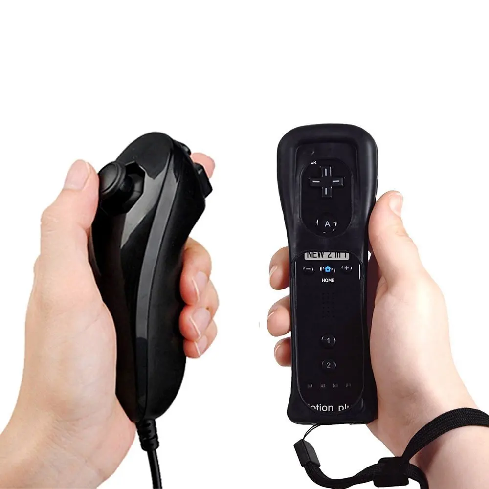 Mando a distancia inalámbrico Motion Plus + Nunchuck 2 en 1 para Nintendo Wii, Joystick, funda de silicona - imagen 3