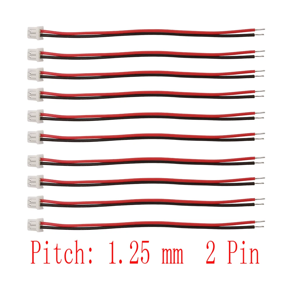 Conector de Cable Micro JST de 2 pines, longitud de 10/15/20/30cm, 1,25mm, 1,25, 10/20 piezas