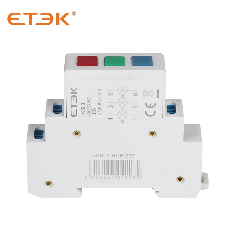 ETEK Din montaje en carril LED lámpara de señal Modular rojo verde amarillo azul AC 220V 230V Industrial EKSL3 - imagen 4