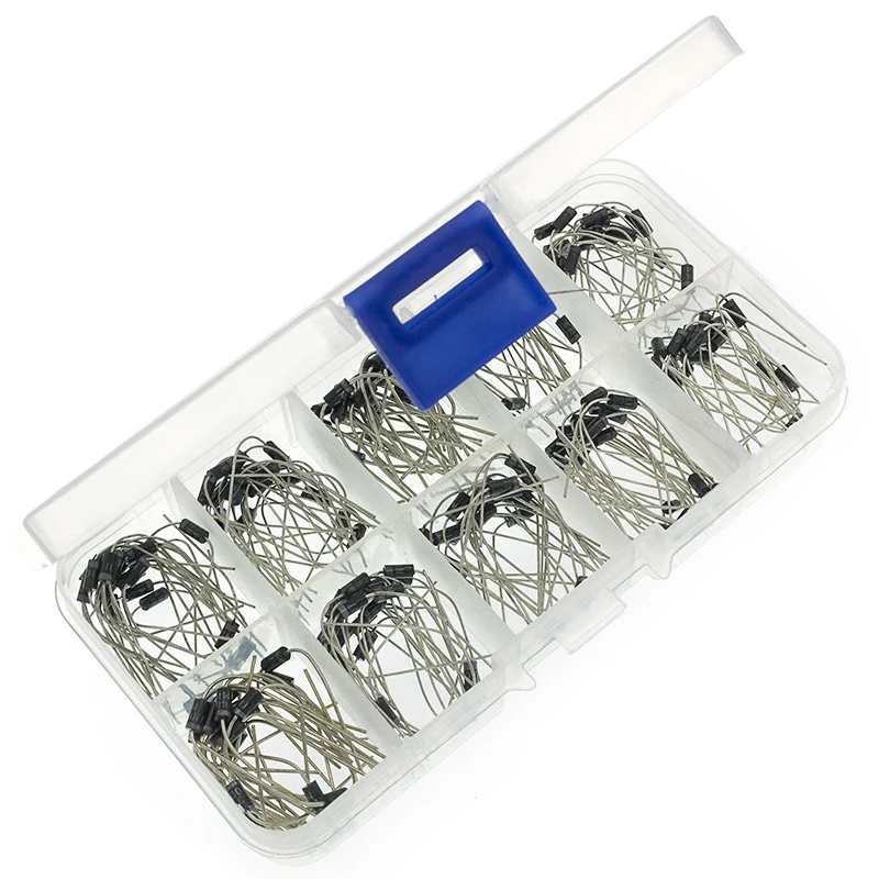 200 Uds. Kit surtido de diodos rectificadores de 10 valores 1N4001 1N4002 1N4003 1N4004 1N4005 1N4006 1N4007 1N5817 1N5818 1N5819 con caja - imagen 4