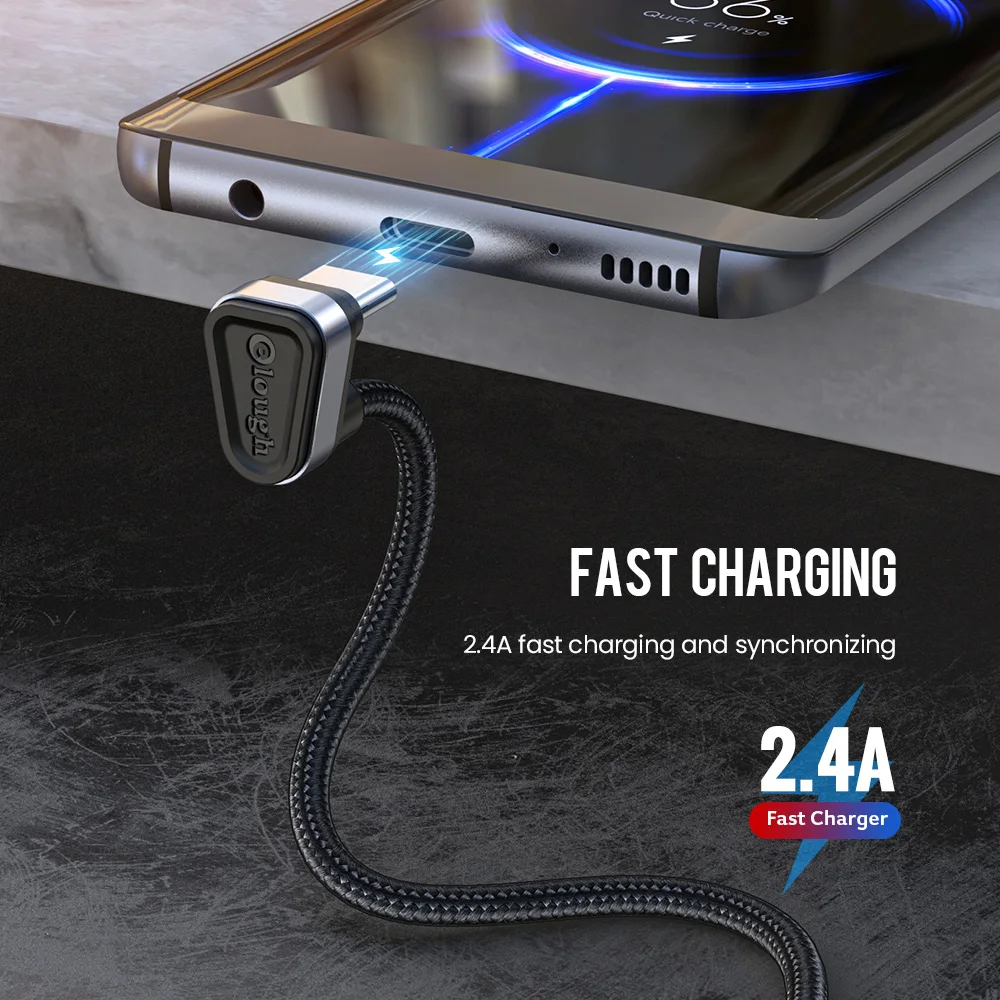 Elough Cable USB Tipo C 90° – Compatible Samsung S9 S10 Xiaomi Huawei - imagen 5
