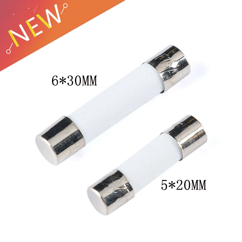 Fusible de cerámica de soplado rápido, Kit surtido de tubos de 5x20mm, 5x20mm, 250V, 1A, 2A, 3A, 4A, 5A, 6A, 10A, 15A, 20A, 6x30mm, 10 unidades
