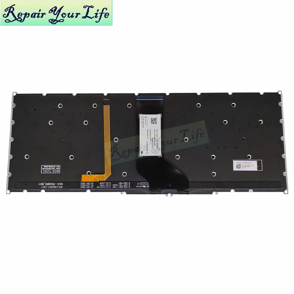 Teclado retroiluminado SV búlgaro para Acer Triton 500 PT515-51 Hrvatski, negro, blanco, azul, borde, LG40-P90BRL, NSK-RNABW - imagen 3