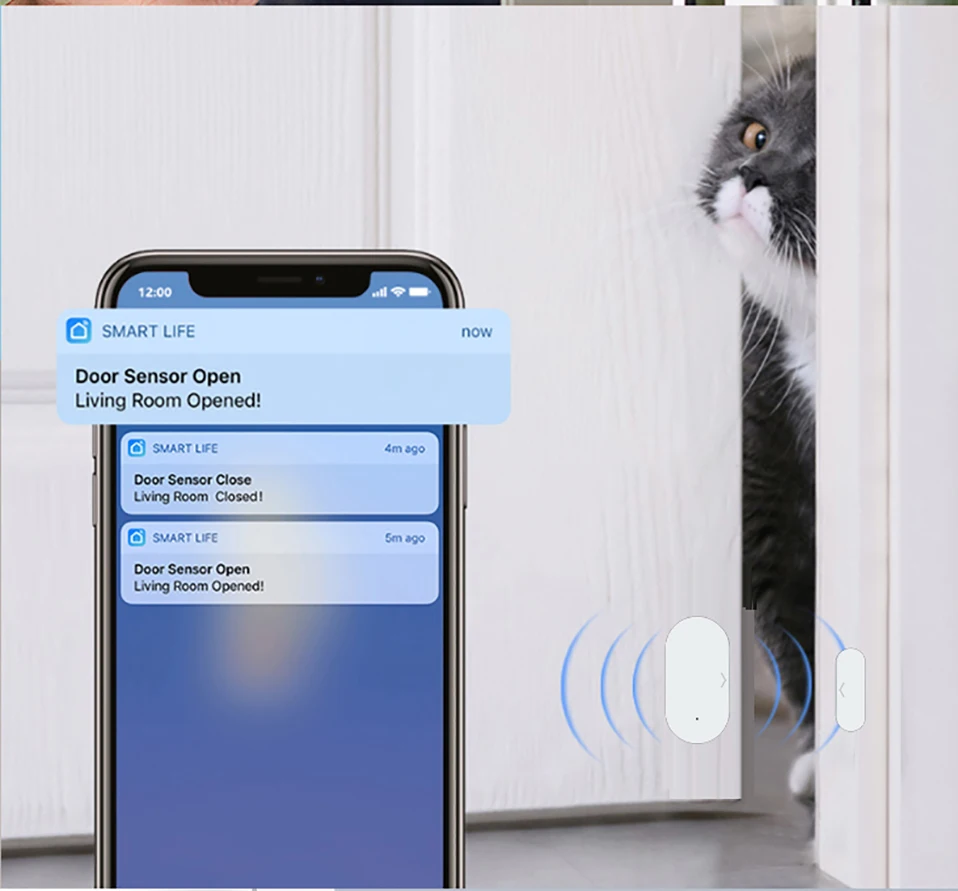 Tuya WiFi Zigbee Sensor de puerta Sensor de contacto Detector abierto cerrado alarma de casa inteligente protección de seguridad funciona con Aleax Smart Life - imagen 4
