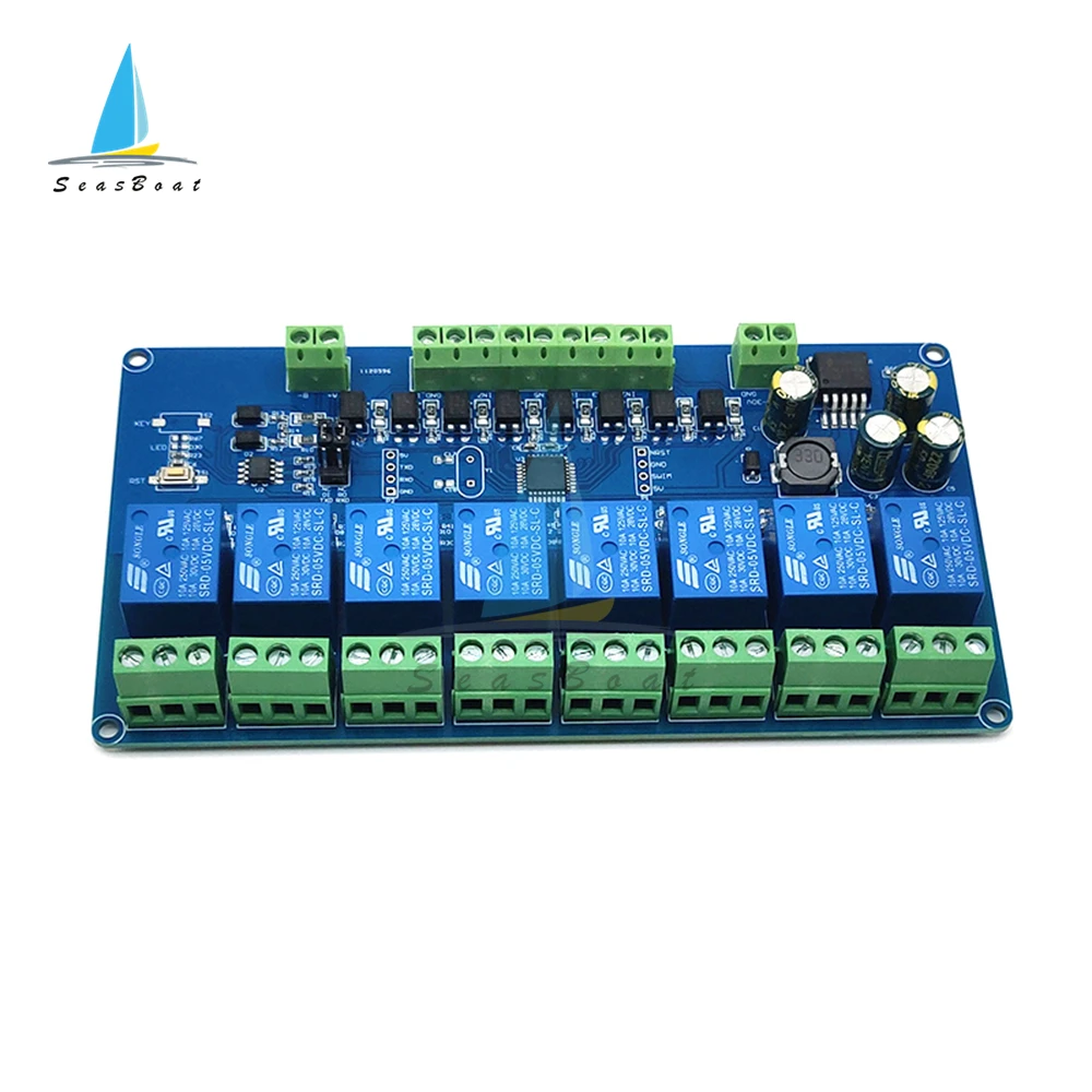 Modbus-Módulo de relé RTU de 8 canales, interruptor de Comunicación RS485 TTL, salida de relé de 8 vías para Control de potencia Arduino, CC de 7 -30V