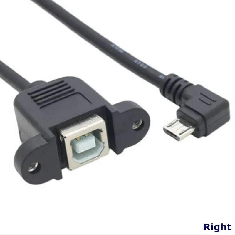 Nuevo USB 2,0 B hembra enchufe escáner impresora Panel montado en USB Micro B 5 pines Cable macho de 90 grados la mejor calidad 30cm 50cm 100cm - imagen 4