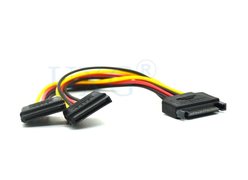 SATA II Hard Disk Power 15Pin SATA macho a 2 hembra 15Pin Power HDD Splitter alta calidad Y 1 a 2 Cable de extensión 20CM - imagen 5