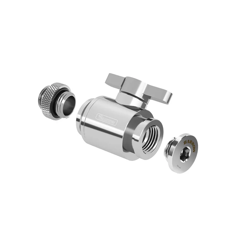 Válvula de agua de carretilla, mango de aluminio plateado, latón G1/4, con sellado, accesorios de agua, Mini conector, envío directo - imagen 2