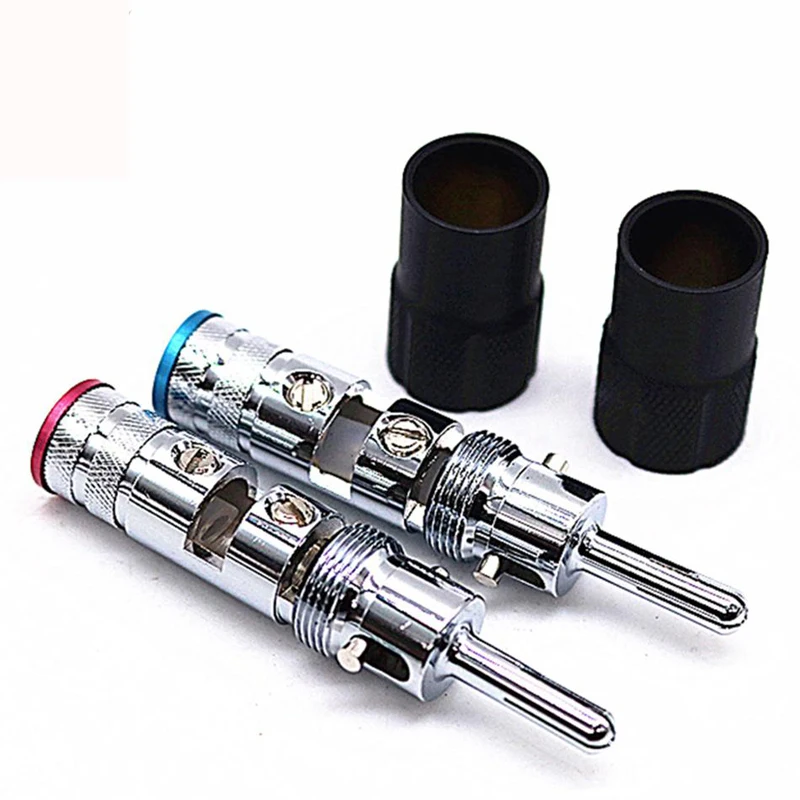 4 Uds. Conector de altavoz de Audio y vídeo chapado en rodio de alta gama 8mm conector Banana macho autoblocante conector de interconexión de altavoz conector cale - imagen 5