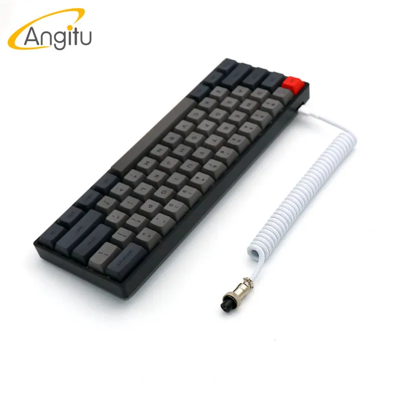 Angitu-Cable en espiral para teclado mecánico personalizado, Cable de datos USB tipo C, aviador GX12, negro y blanco - imagen 5