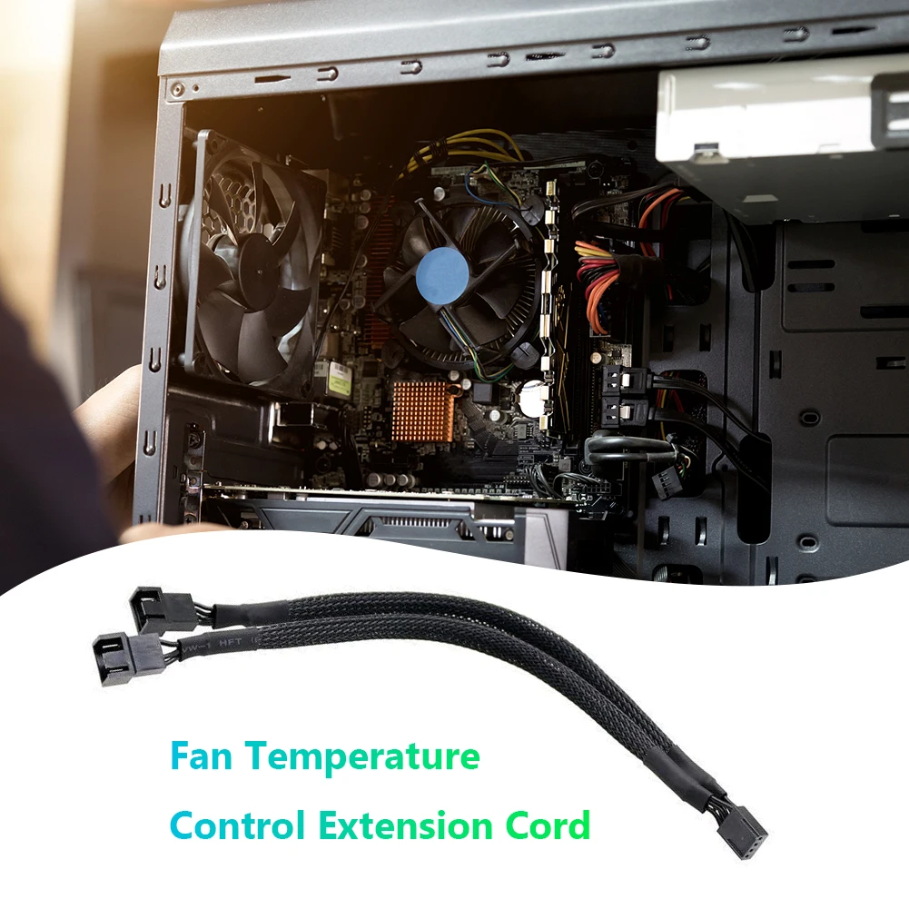 Cable de extensión de ventilador de 30cm, 4 pines, sistema de refrigeración de ordenador, placa base, carcasa de PC, Cable de extensión de ventilador de CPU, negro - imagen 5