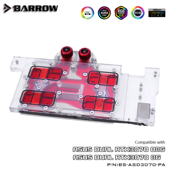 Barrow LRC2.0-bloque de agua GPU de cobertura completa, Enfriador de 5V ARGB GPU, para ASUS DUAL 3070 Aurora, BS-ASD3070-PA - imagen 2