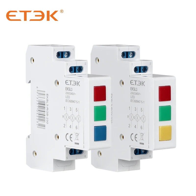 ETEK Din montaje en carril LED lámpara de señal Modular rojo verde amarillo azul AC 220V 230V Industrial EKSL3 - imagen 2