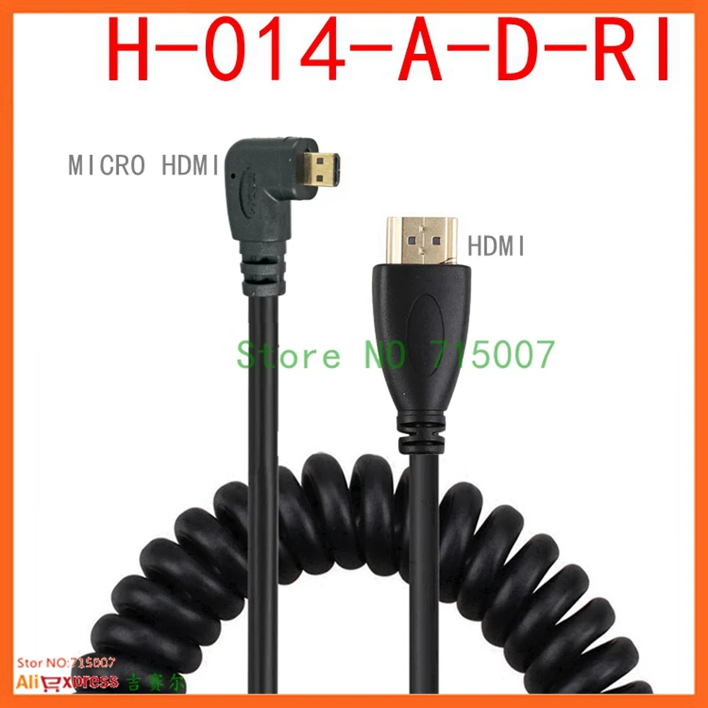Ángulo recto y izquierdo Mini HDMI-compatible HDTV y Micro HD macho a macho Cable Flexible de rizo de resorte elástico V1.4 DSLR 0,5 M/1,5 M - imagen 2