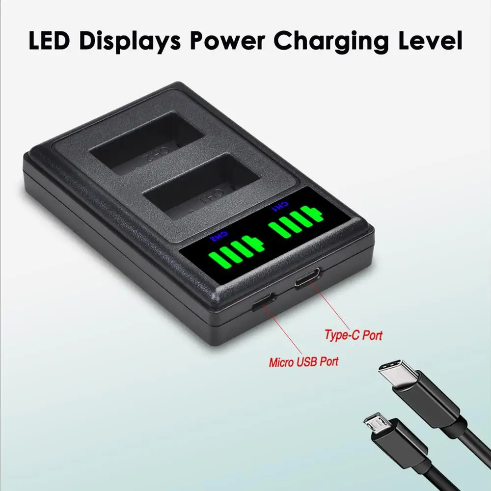 Batería Batmax EN-EL20 EL20 + cargador Dual LED con puerto tipo C para Nikon EN-EL20a Coolpix P1000 P950 Nikon1 J1, J2, J3 Nikon1 AW1 - imagen 4