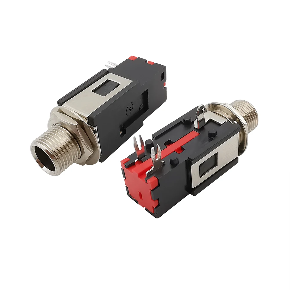 1/2/5 Uds bloqueo de rosca 6,35mm toma de auriculares teléfono Audio Mono/estéreo conector hembra 6,35 1/4 pulgadas adaptador de montaje en Panel - imagen 3