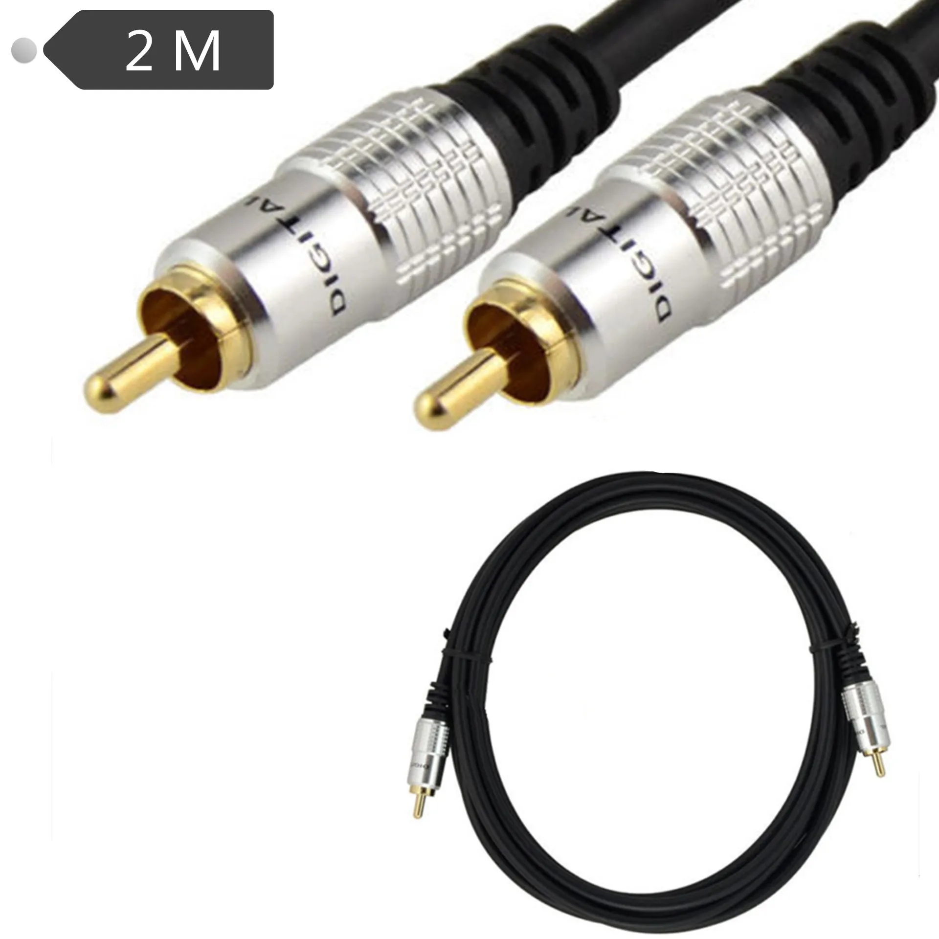 Cable RCA a RCA, Cable Coaxial de Audio y vídeo, conector RCA Digital estéreo para amplificador de TV, DVD, Subwoofer Hifi, 1m, 2m, 3m, 5m - imagen 2