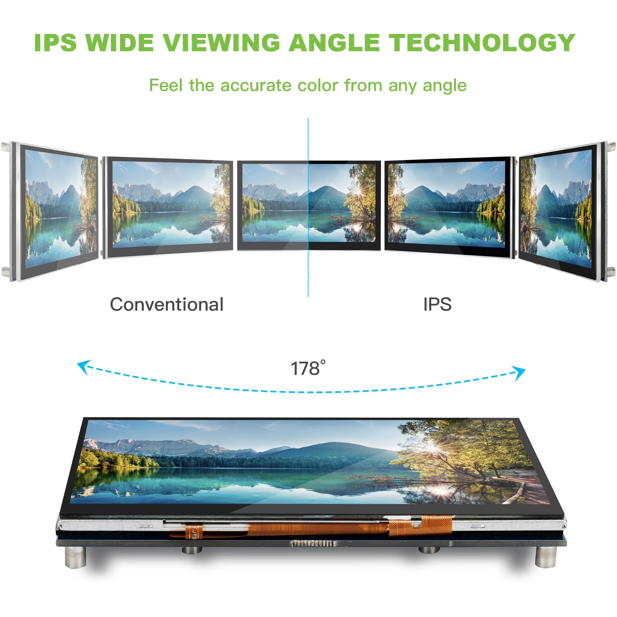 LESOWN-pantalla táctil capacitiva 800x480 IPS, 5 y 7 pulgadas, mini pantalla ancha, DSI, módulo LCD, pantalla secundaria, CPU, monitoreo de temperatura - imagen 5