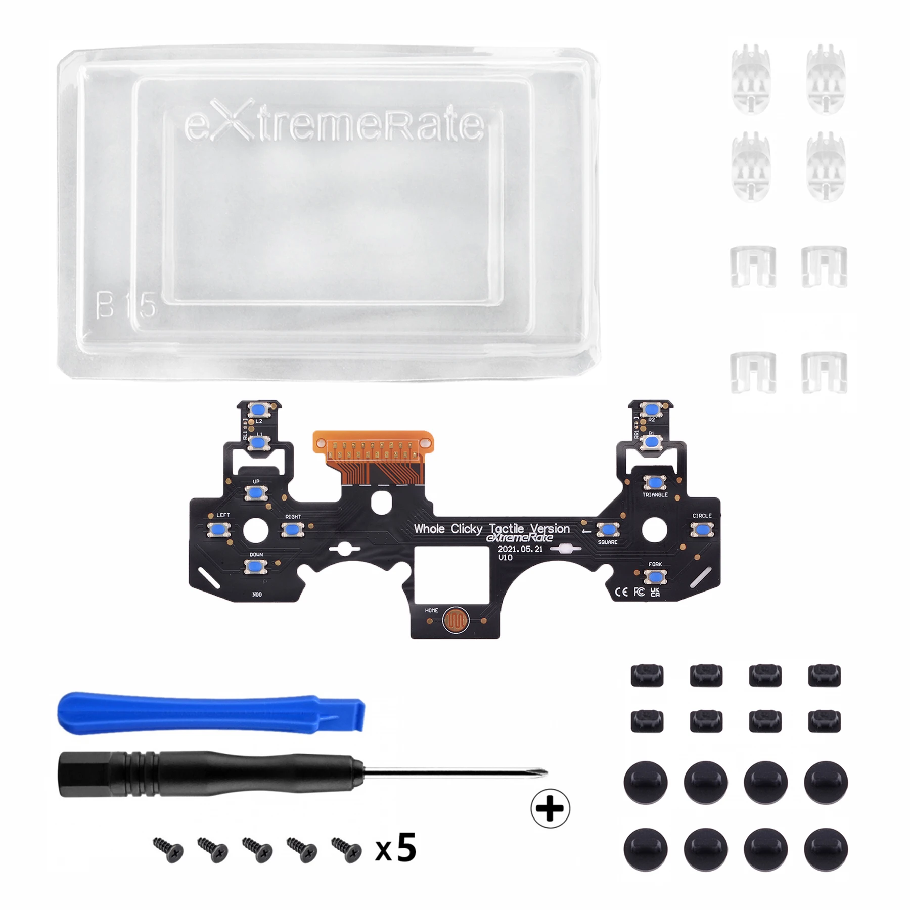 Kit de Clicky de tacto completo eXtremeRate, botones Dpad faciales, Cable flexible de parada de flash, Kit de clic de ratón para controlador ps4 CUH-ZCT2 - imagen 3