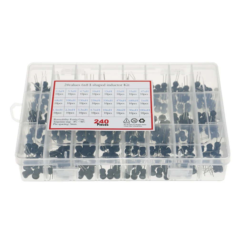 240 unids/caja 24 valores 6*8mm Inductores de estrangulación Kit surtido 2.2uH 3.3uH 4.7uH 6.8uH 10uH 22uH 47uH 68uH 100uH 220uH 1mH 4,7mH 100mH - imagen 5
