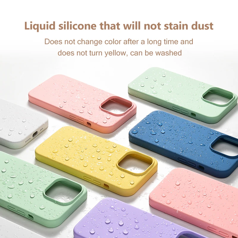 Funda de silicona líquida Original para Apple iPhone 14 13 11 12 Pro Max 14 Plus 13 Mini, funda protectora a prueba de golpes, accesorios para teléfono - imagen 5
