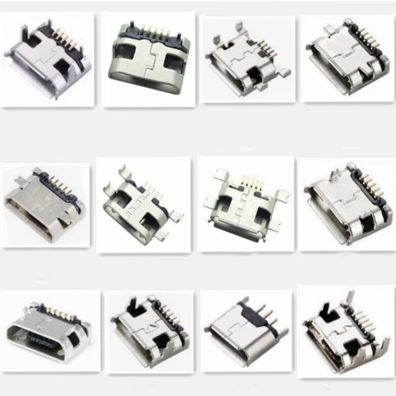 Conector de enchufe SMT de 5 pines, Micro USB tipo B, colocación hembra, 12 modelos SMD DIP, 20-60 piezas