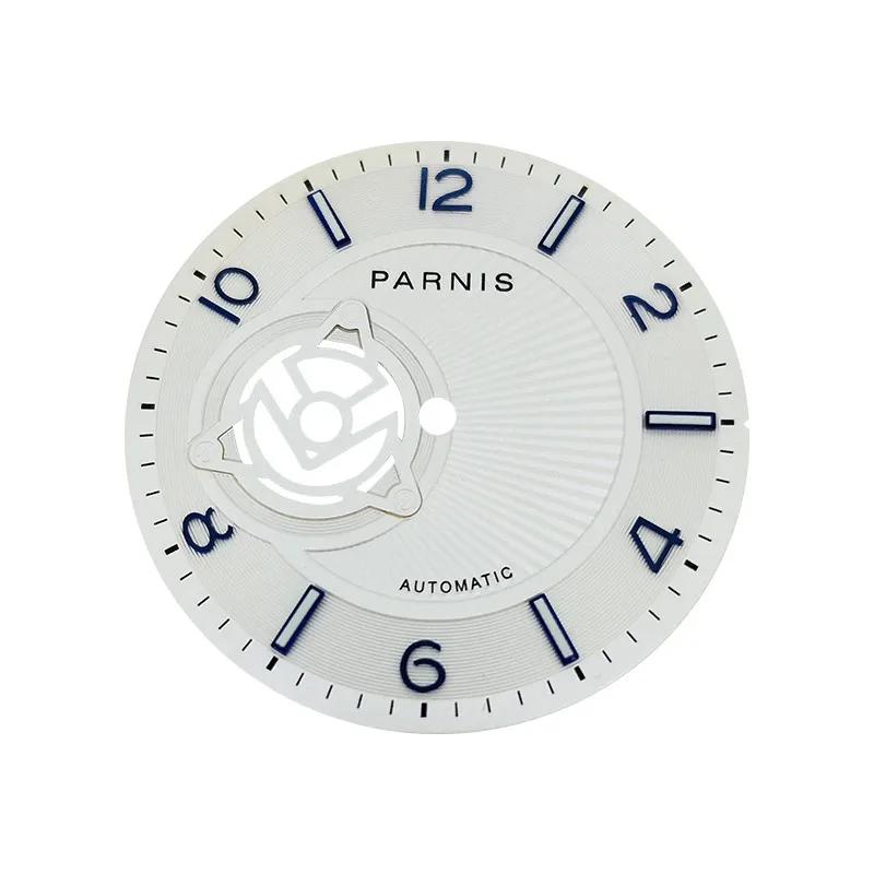 Esfera de reloj rosa de 36,5mm con luz verde para movimiento NH38, accesorios de reparación de repuesto opcionales, negro/blanco - imagen 2