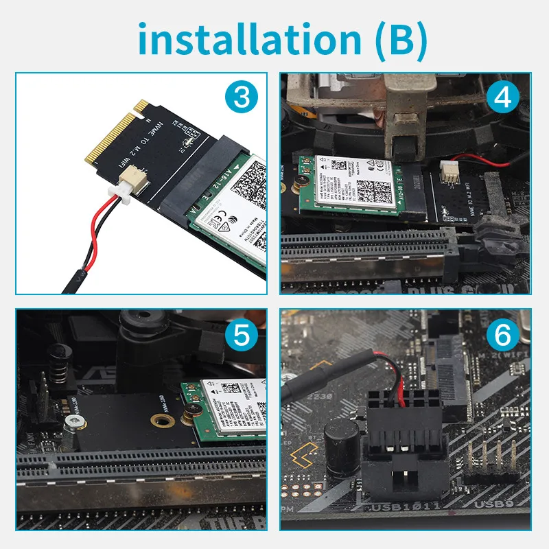 Ranura para llave inalámbrica M.2 A + E a llave M.2 M, adaptador Wifi Bluetooth para tarjeta Intel AX200 9260 bcm94352Z, puerto NVMe PCI express SSD - imagen 4