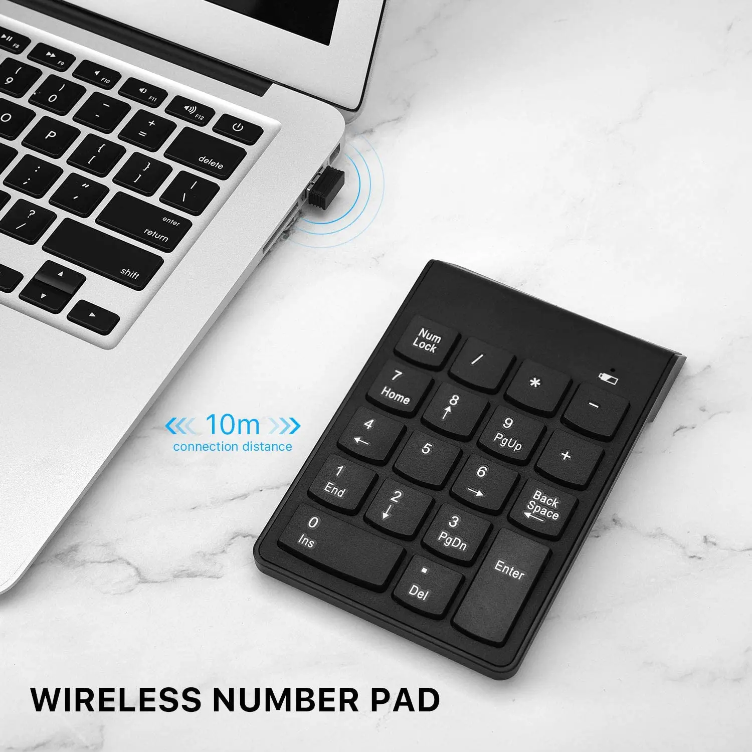 Teclado numérico inalámbrico de 18 teclas, teclado numérico portátil con Mini receptor USB de 2,4G para ordenador portátil, Notebook, superficie de escritorio - imagen 3