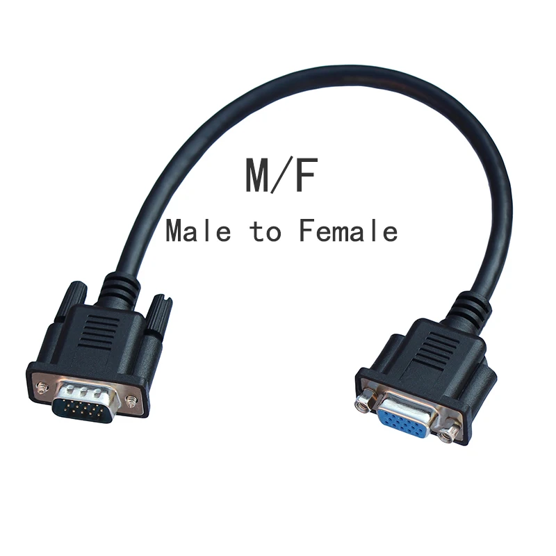 Cable VGA d-sub de 25cm, Cable de vídeo corto, 15 pines completos, uno a uno conectado M/F, Cable RGB para proyector de Monitor LCD - imagen 5