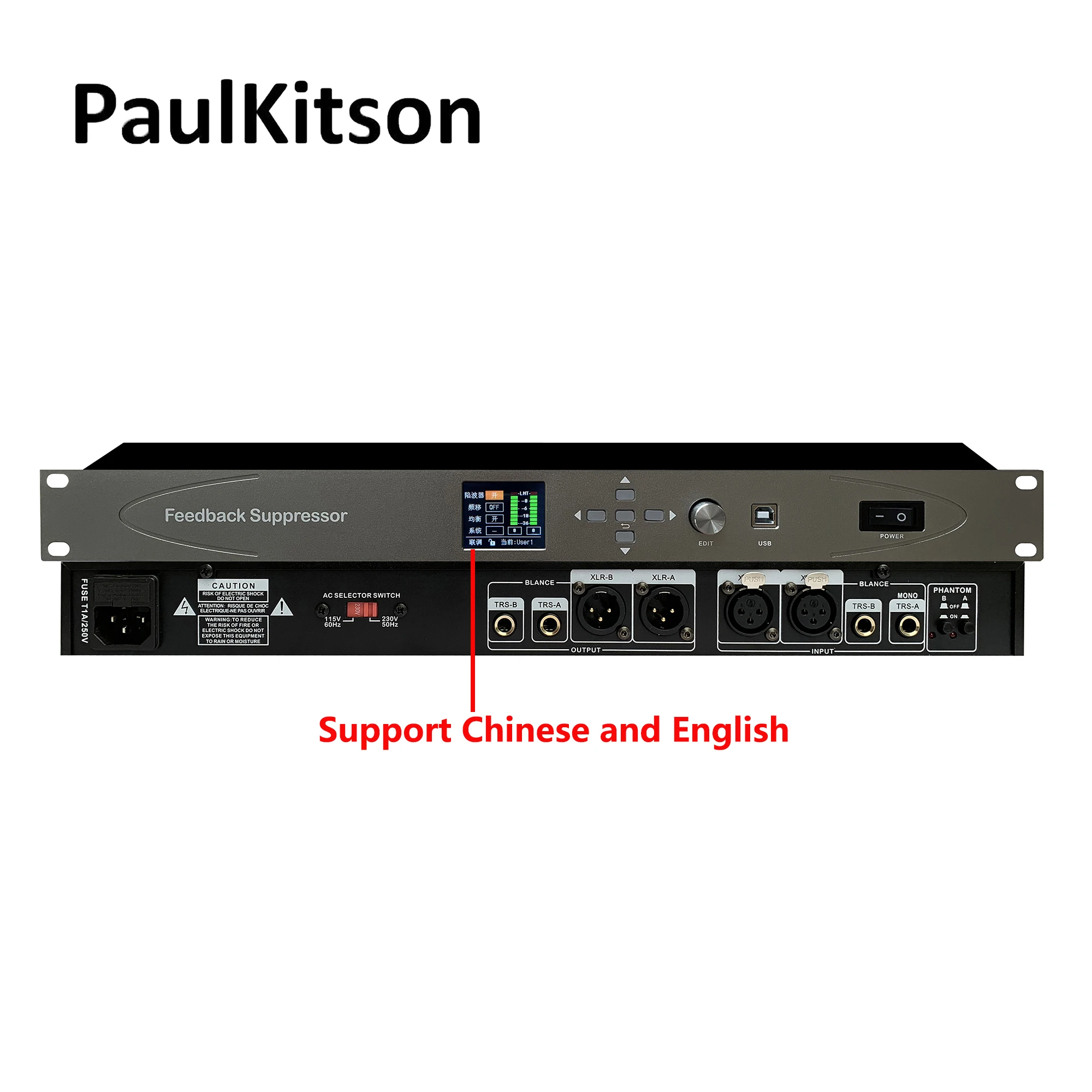 Paulkitson-supresor de retroalimentación Digital profesional CTF1000, 2 en 2 salidas, palanca de cambios de frecuencia, micrófono de procesamiento de Audio, Anti-aullido - imagen 2