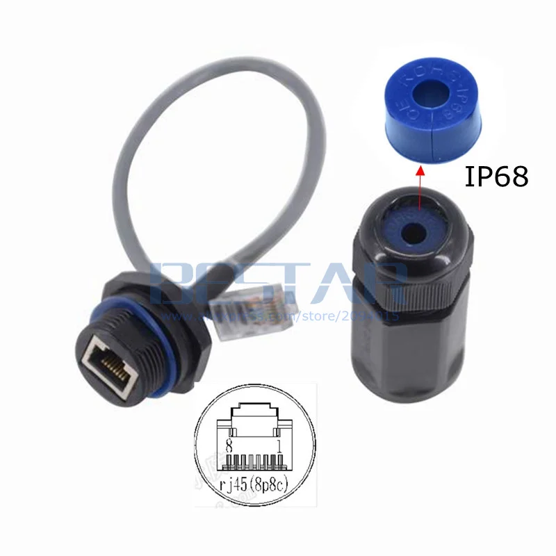 Blindaje CAT5E CAT6 para exteriores, conector LAN de montaje en Panel RJ45, Cable de red Ethernet, adaptador de extensión impermeable 8P8C 1u - imagen 2