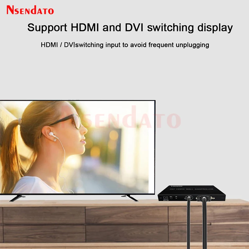 Controlador de pared de vídeo de TV 2x2 HDMI DVI 1080P 60Hz 1X2 1X4 1X3 2X1 3x1 4X1 procesador de pantalla multi video empalmador 180' Flip - imagen 4