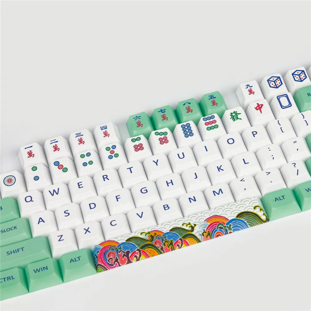 Teclas de Mahjong chino, sublimación de tinte, 128 teclas, perfil de cereza, teclas PBT para teclado mecánico 60 61 64 87 96 104 - imagen 5