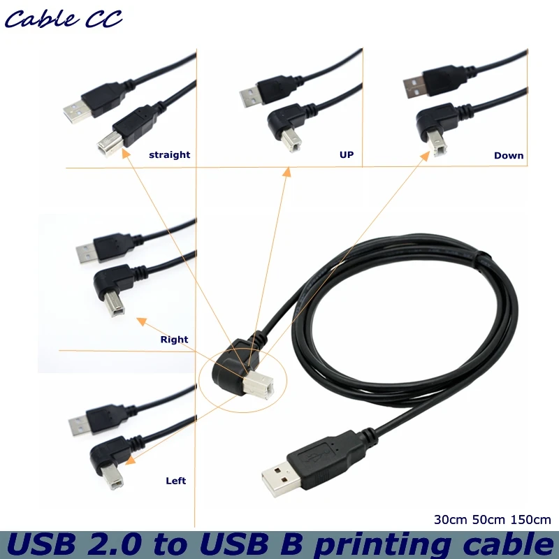 Cable USB 2.0 A Macho a B Macho – Ángulo 90° para Impresora/Escáner - imagen 2