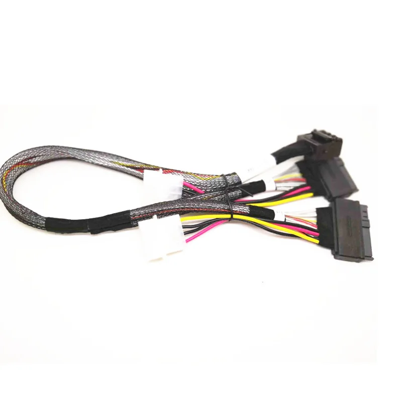 2 * SFF8643 a 2 * SFF8639 12Gb/NVMe MiniSAS HD a U.2 80CM Cable de longitud 20CM PowerLine grande de 4 pines para tarjeta Broadcom 94xx HBA/RAID - imagen 2