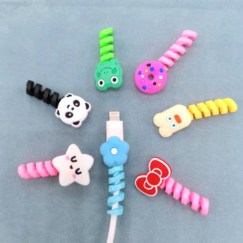 Protector de Cable de dibujos animados para iPhones, enrollador Android tipo c, organizador de Cable de carga USB, protección de línea de datos para auriculares - imagen 2