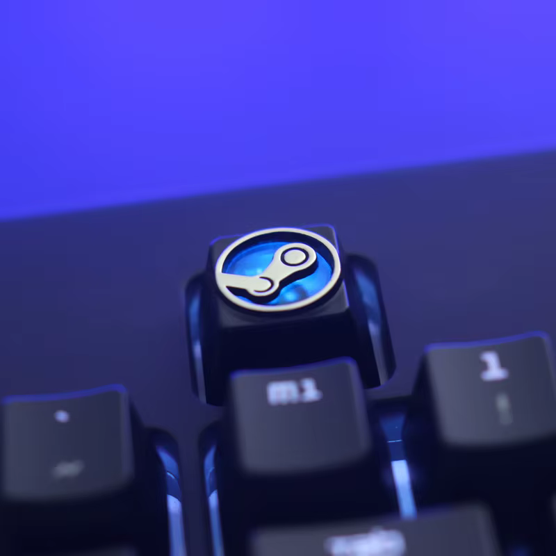 Tapa de tecla retroiluminada de aleación de aluminio chapada en zinc para teclado mecánico con logo de vapor, tapa de tecla de alivio estereoscópica, altura R4, 1 ud. - imagen 2