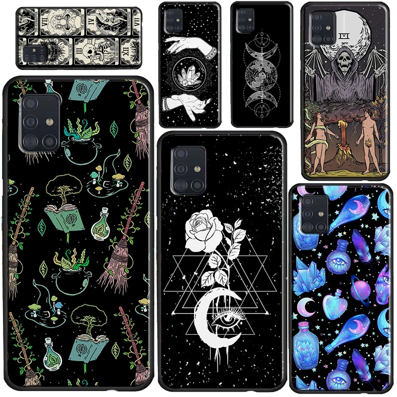 Funda de teléfono de bruja Gótica De Luna oculta para Samsung A71, A51, A41, A31, A11, A12, A32, A52, A72, A20e, A21S, A02S, A10, A40, A50, A70