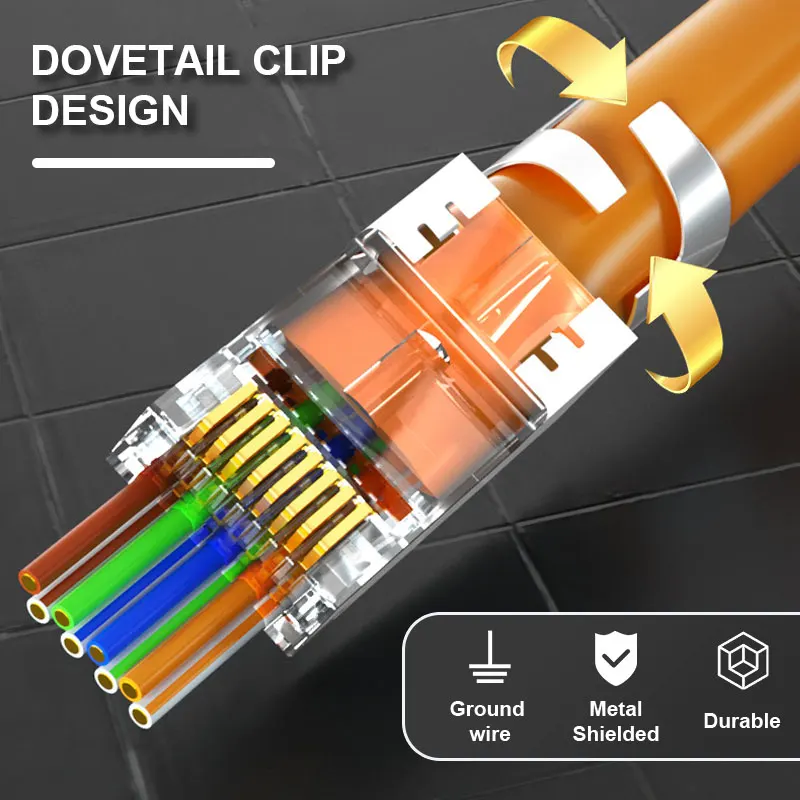 ZoeRax Conector RJ45 Cat8 Cat7 Cat6A - Blindado Oro FTP/STP - imagen 2